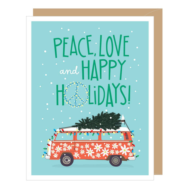 Peace, Love VW Bus Holiday Christmas  BOX of 8