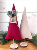 3 pack/ Knit Fabric Gold Stripe Christmas Tree Set