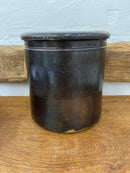 Antique Brown Glazed Stoneware Crock Jar