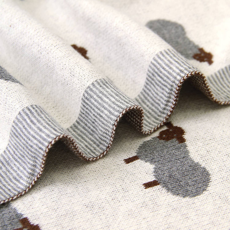 100% Luxury Cotton Receiving Swaddle Baby Blanket - Sheep: Taupe