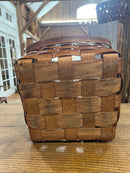 Vintage Tall Woven Split Wood Picnic Basket with Double Handles