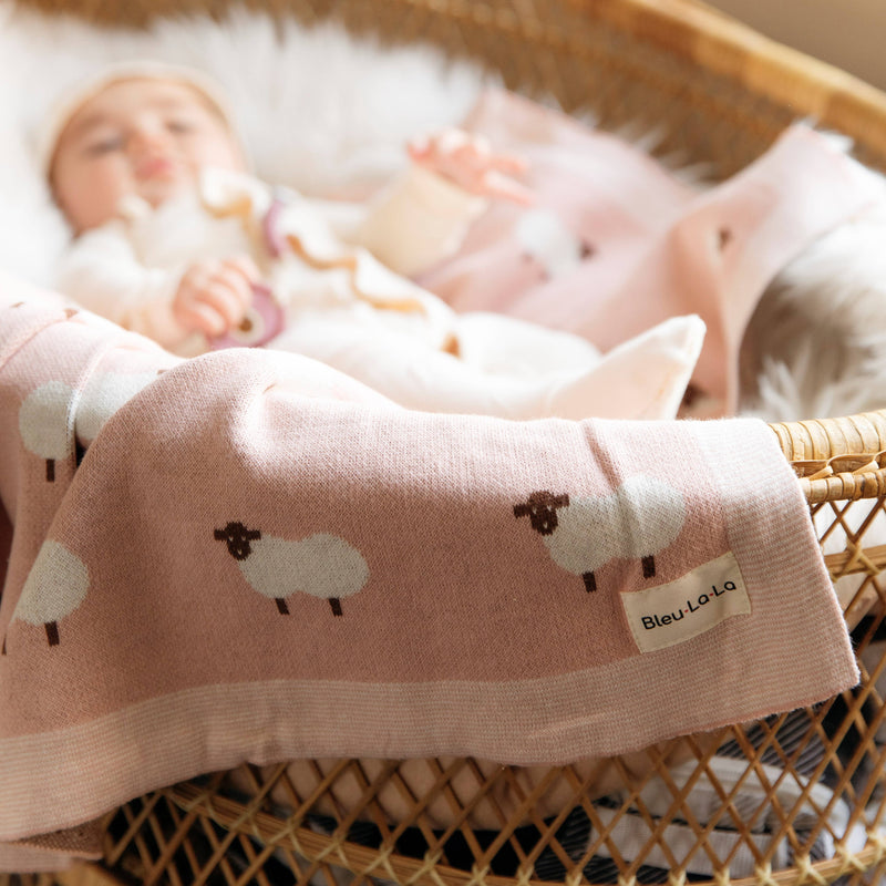 100% Luxury Cotton Receiving Swaddle Baby Blanket - Sheep: Taupe