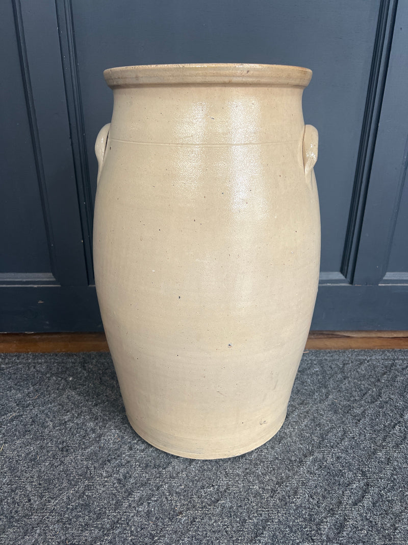 Antique Haxstun Ottman + Co. Fort Edward, NY 6 Gallon Stoneware Crock with Cobalt Floral Decoration