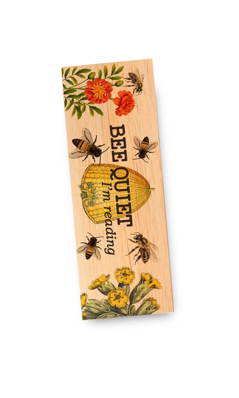 Bee Quiet... I'm Reading | Botanical | Wood Bookmark NEW