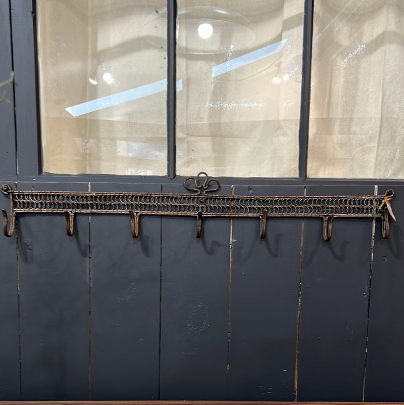 Antique French Wire Hook Rack