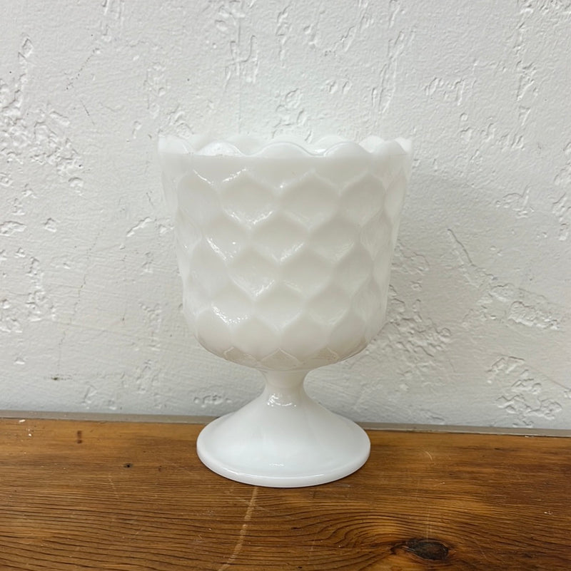 Vintage E.O. Brody Co. Milk Glass Pedestal Vase/Dish