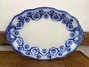 Antique W.H. Grindley Haddon Flow Blue 17” Oval Serving Platter