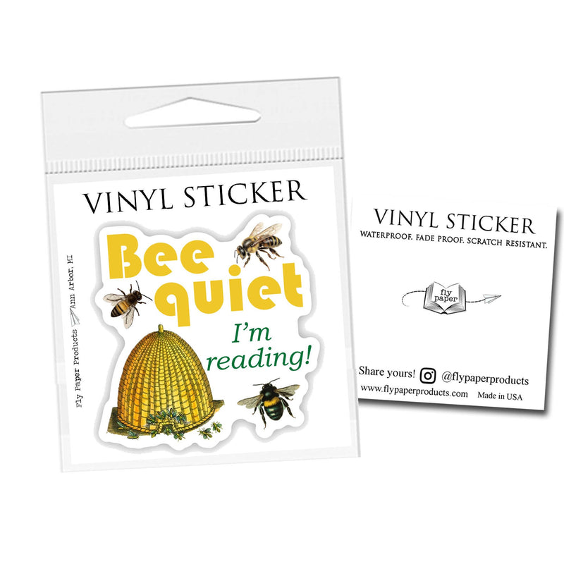 Bee Quiet, I'm Reading Vinyl Sticker : Unpackaged Sticker