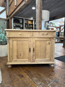 Vintage Scrub Pine Cupboard Two Door with Two Top Drawer