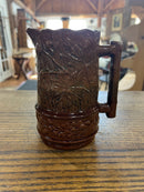 Antique Majolica Pottery Oak Leaf + Acorn Brown Pitcher