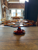 Vintage Amber Glass Pedestal Cake Stand