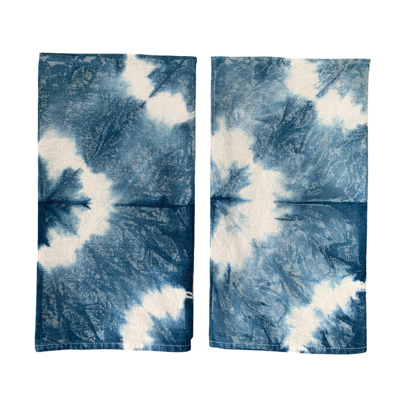 Organic Cotton Indigo Dyed Shibori Tea Towel - Dark Stars