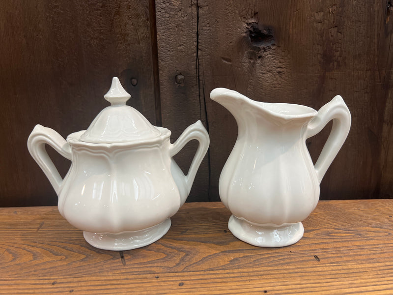 Vintage Red Cliff Ironstone Heirloom Sugar Bowl and Creamer Set