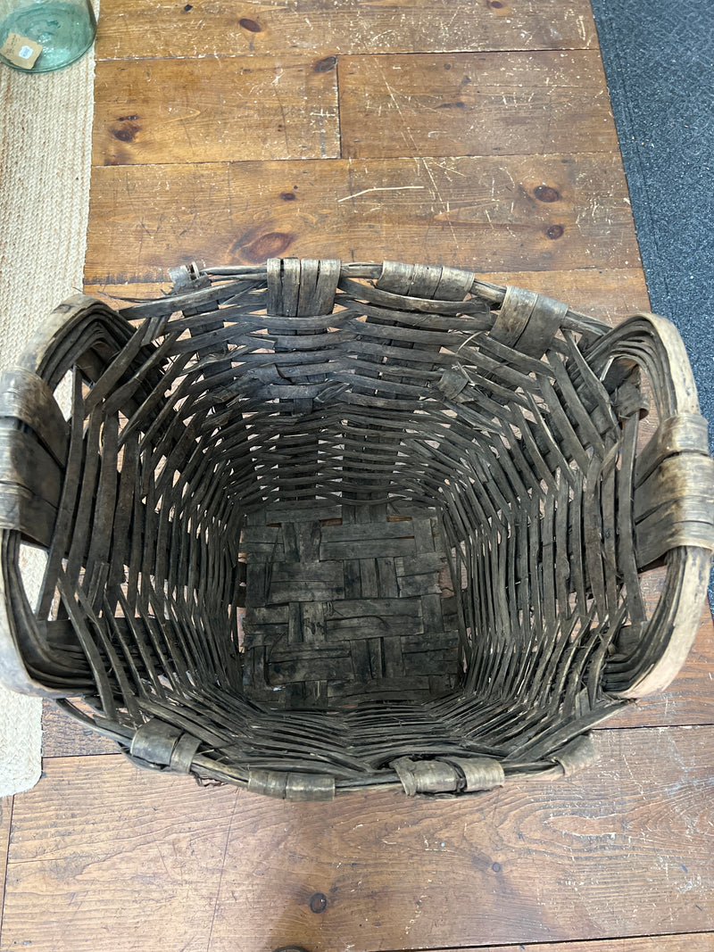 Antique Double Handled Woven Harvest Basket