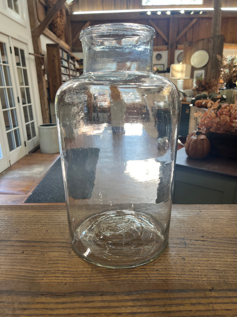 Vintage 15” Tall Blown Clear  Glass European Pickling Jar
