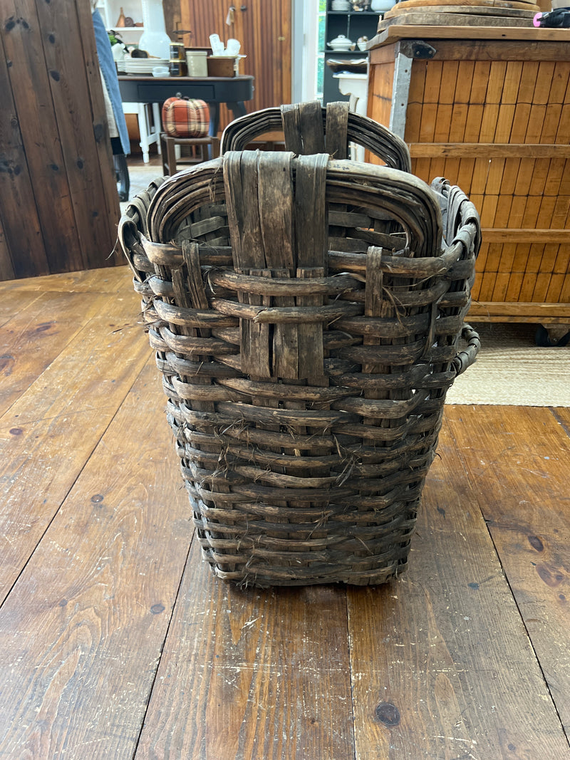 Antique Double Handled Woven Harvest Basket