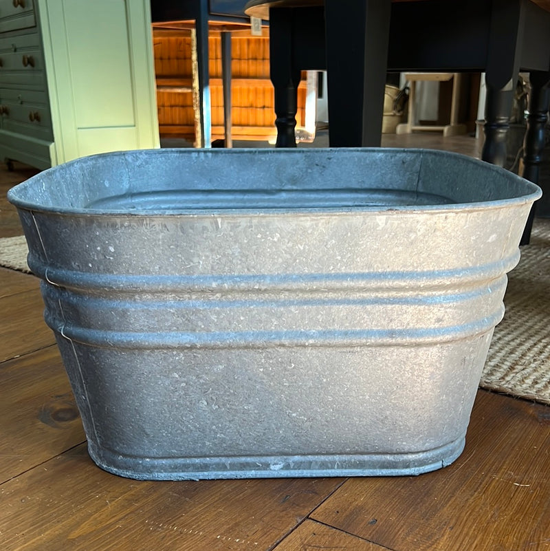 Vintage Wheeling Galvanized Wash Tub with Handles