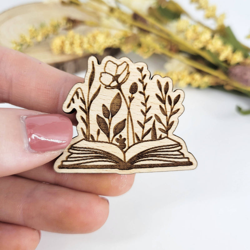 Floral book wood pin