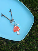 Metal enamel keychain / bag charm | friend of the forest mushroom