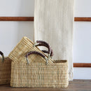 Market Reed Storage & Leather Baskets Shopping Bag: Small