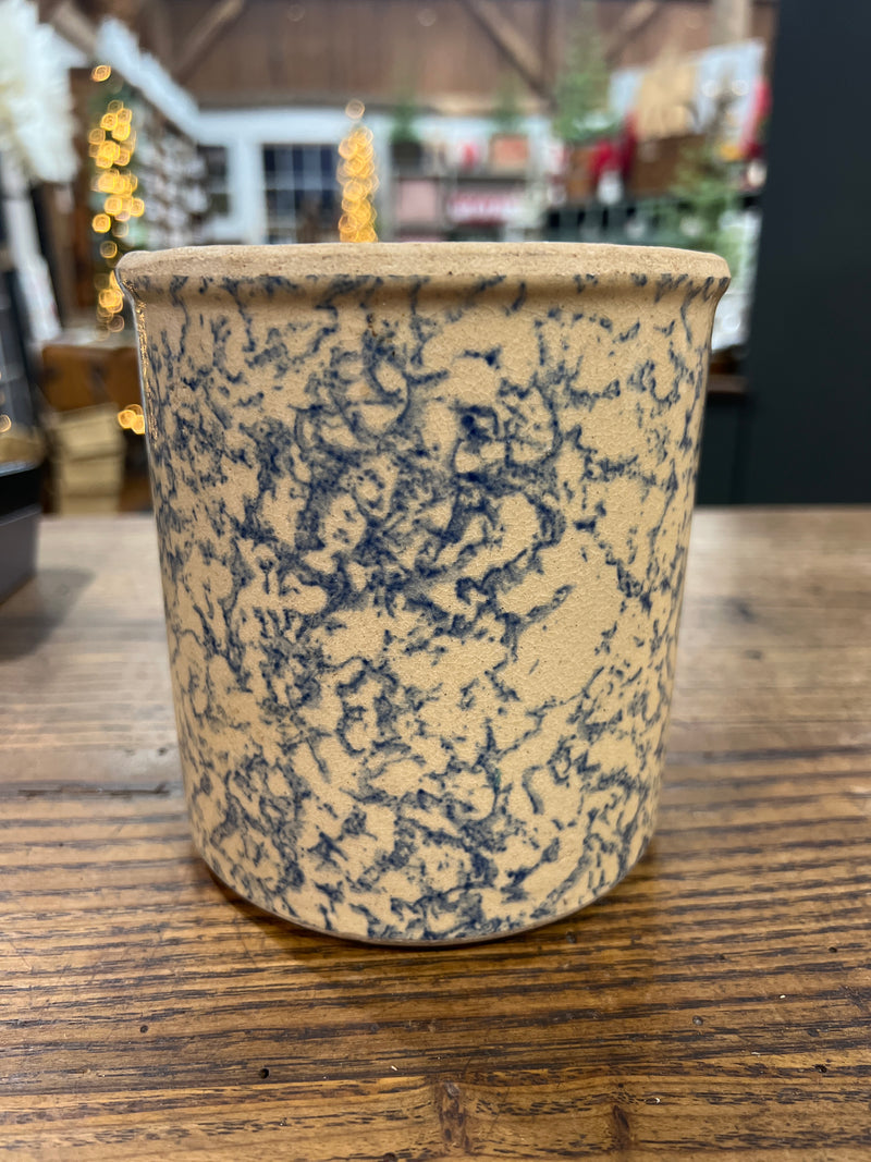 Vintage Blue Spongeware Crock