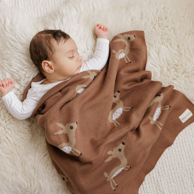 100% Luxury Cotton Receiving Swaddle Baby Blanket - Deer: Sage