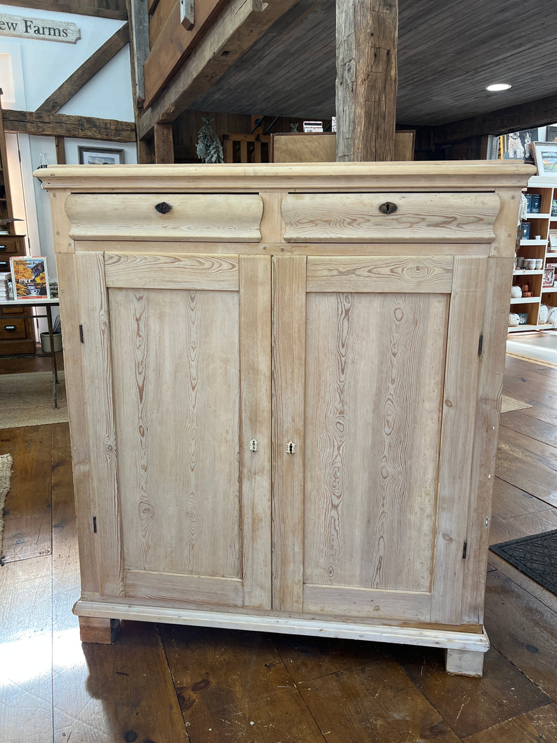 Antique Swedish Scrubbed Pine Two Drawer Cabinet