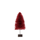 5-1/2" Round x 13"H Sisal Bottle Brush Tree with Wood Slice Base, Berry Color