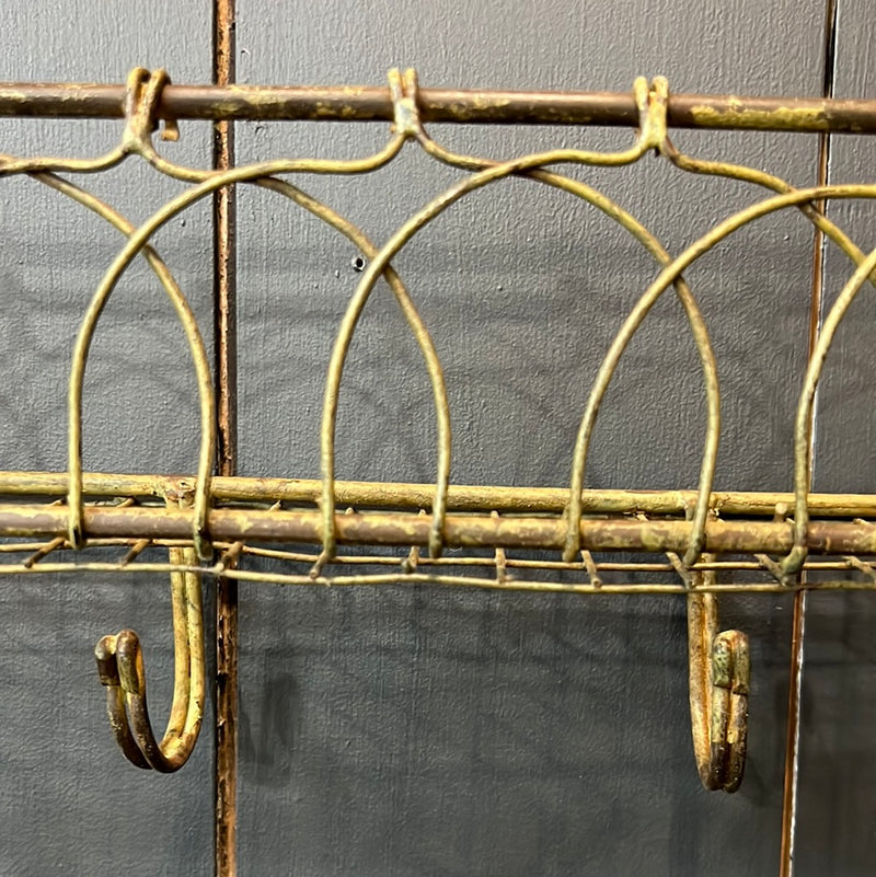 Antique Wire Hook Rack and Shelf Storage