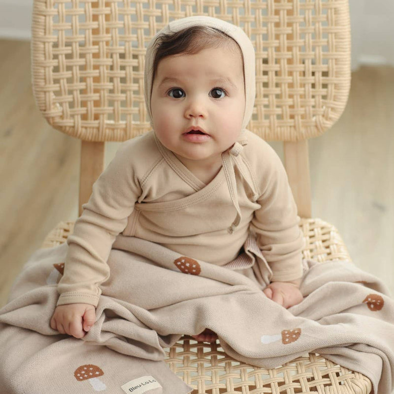 100% Luxury Cotton Swaddle Receiving Baby Blanket - Mushroom: Camel