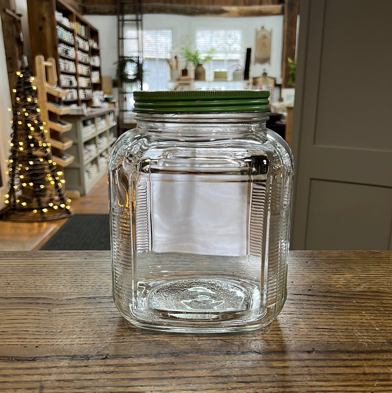 Vintage Anchor Hooking Ribbed Glass Canister