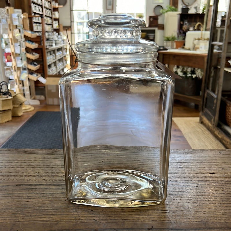 Vintage 10” Tall Clear Glass Canister