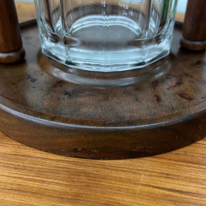 Vintage 10 Pipe Rack with Clear Glass Humidor Tobacco Jar