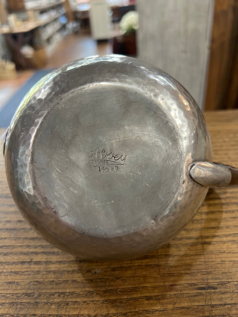 Vintage Abbey Pewter Hammered Teapot