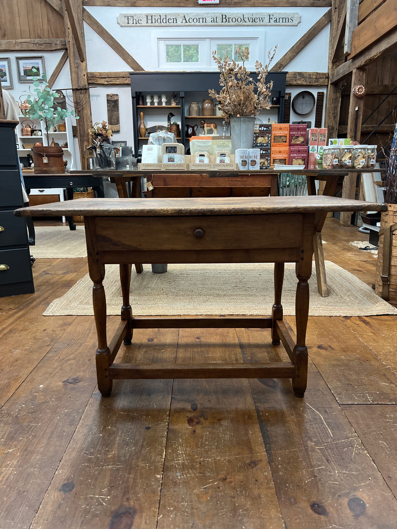 Antique Primitive Pine and Maple Tavern Table