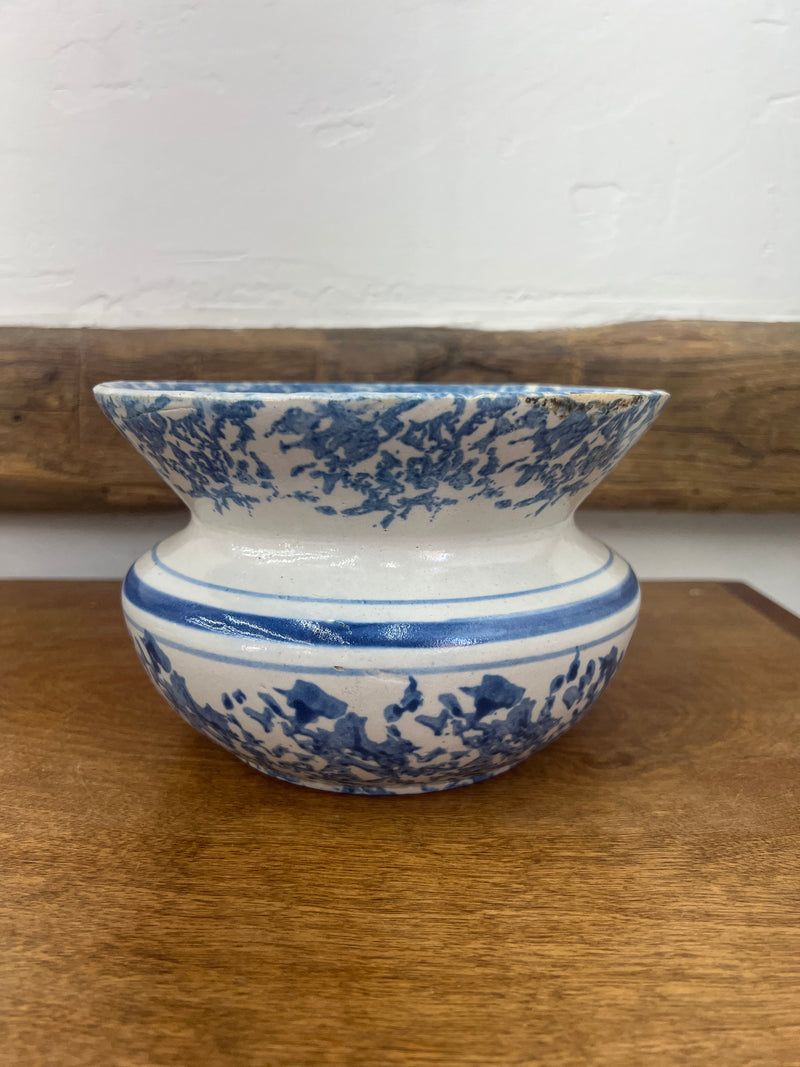 Vintage Blue + White Spongeware Spittoon