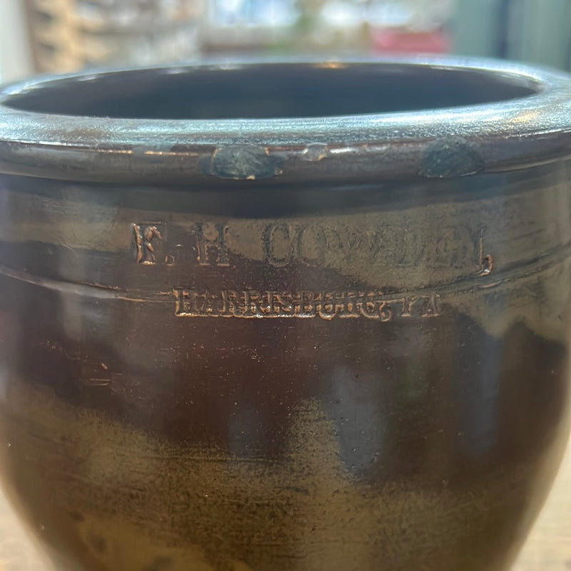 Antique F.H. Cowden Stoneware Flared Crock
