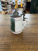 Antique Miniature German Beer Stein Pewter Lid with View of Schillerdenhmal in Ludwigsburg