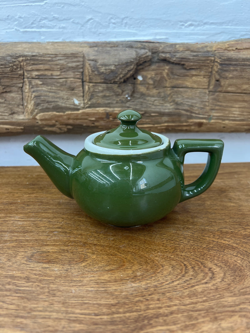 Vintage Hall Avocado Green Porcelain Teapot