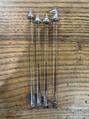 Set of 4 Vintage Clear Glass Swizzle Sticks with Chess Pieces