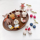 Playful Animal Cherry Brooch: Scarf Bear / One Size