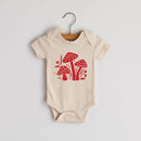 Cream Modern Mushrooms Organic Baby Bodysuit: 3-6 Months / Short Sleeve