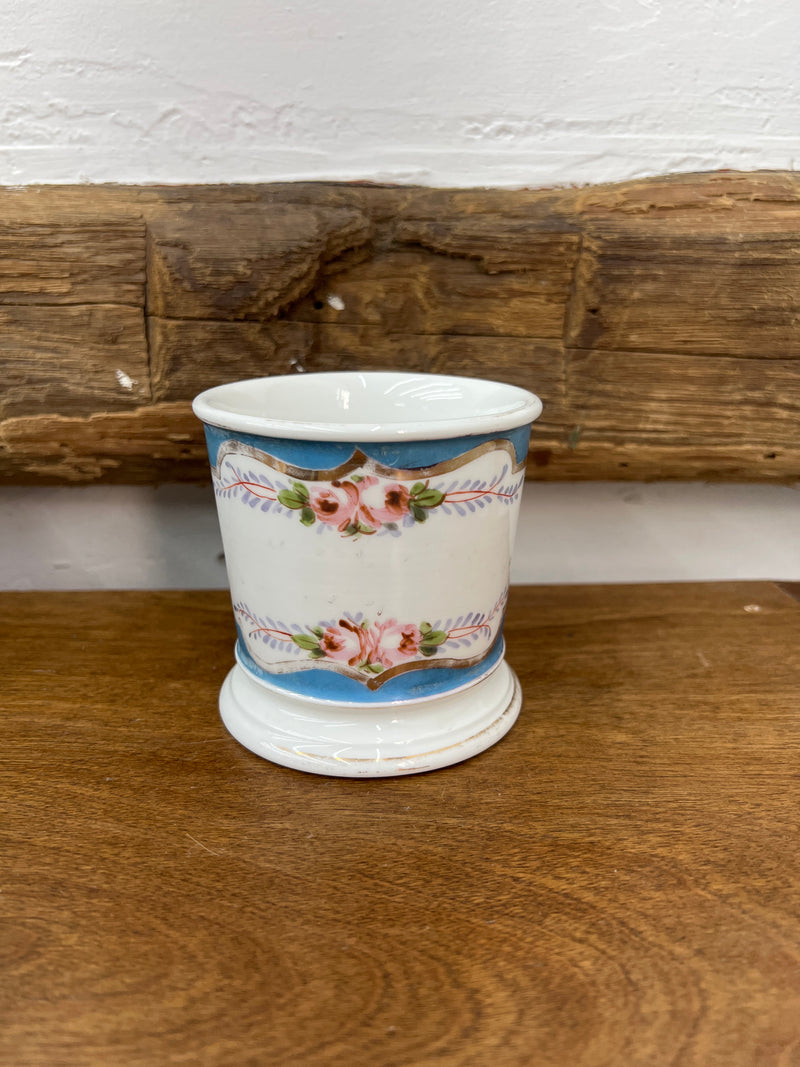 Antique French Hand Painted Floral Shaving Mug