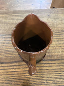 Antique Majolica Pottery Oak Leaf + Acorn Brown Pitcher