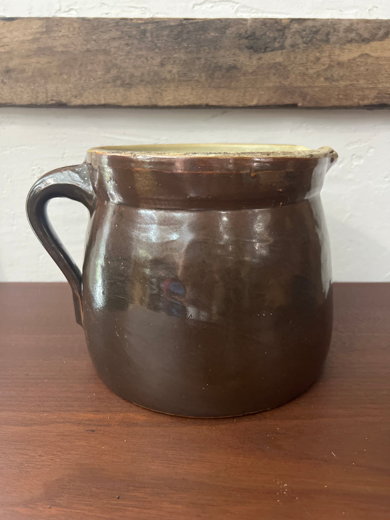 Antique Stoneware Brown Glazed Jug