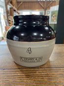 Antique E. Swasey + Co. Portland, ME Four Quart Stoneware Bean Pot