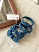 Blue Striped Bow Seamless Hair Ties (Set of 4)