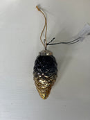 Glass Pinecone Ornament Brown Gold Ombre