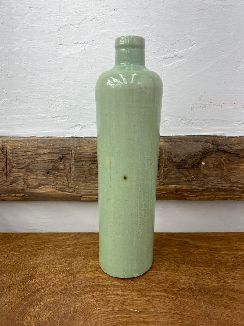 Vintage Green Glazed Stoneware Bottle