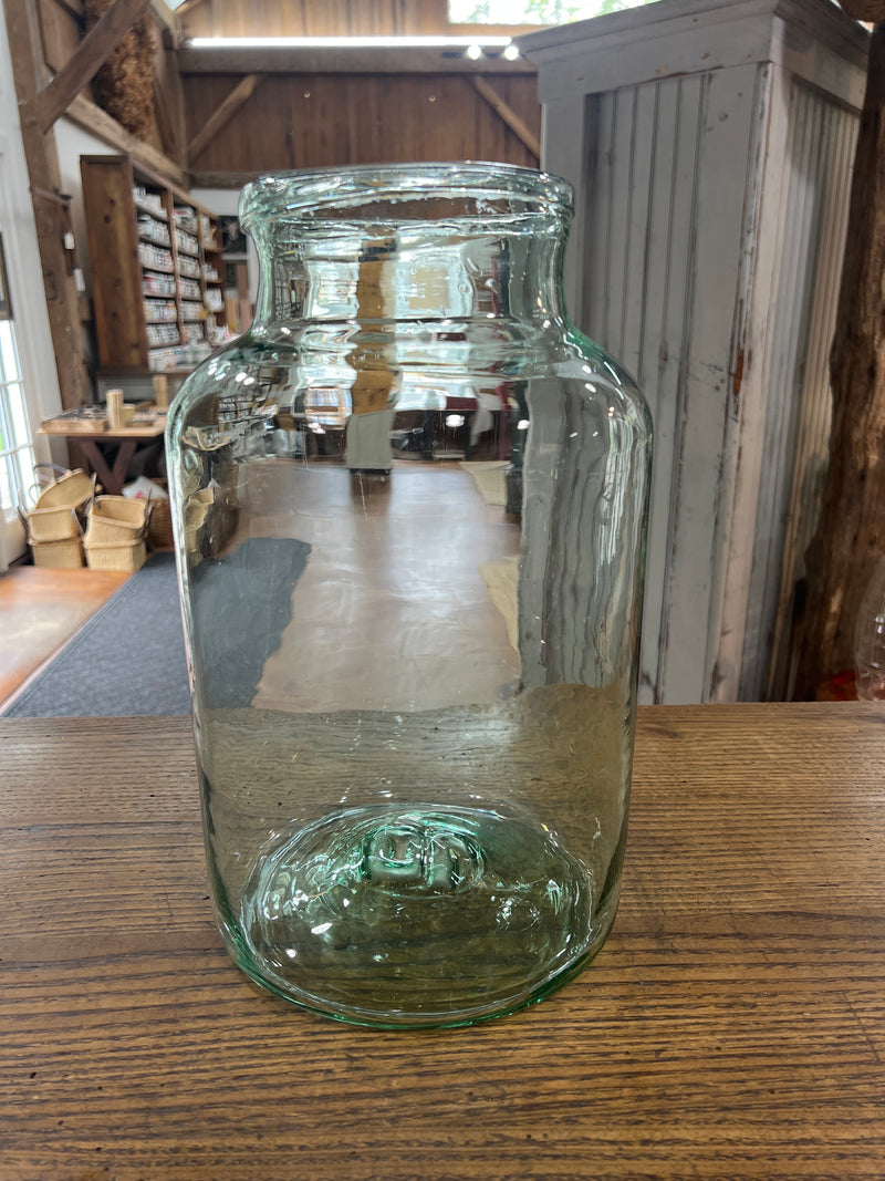 Vintage 14” Tall Blown Light Green Glass European Pickling Jar